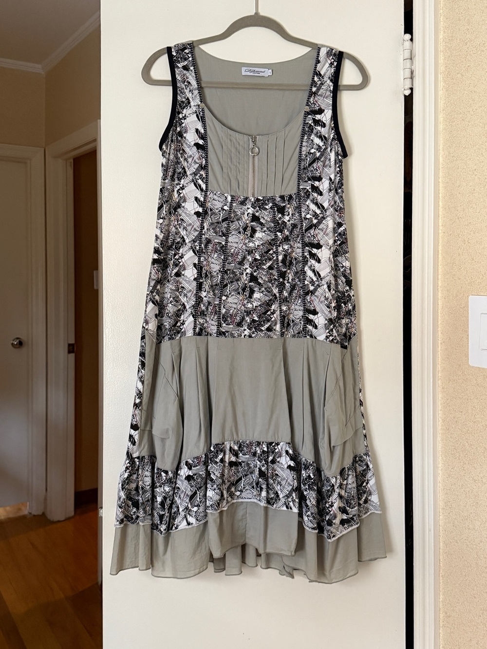 Vintage Y2K Dzhavael Couture Asymmetric Utility Dress Designed in France Size L